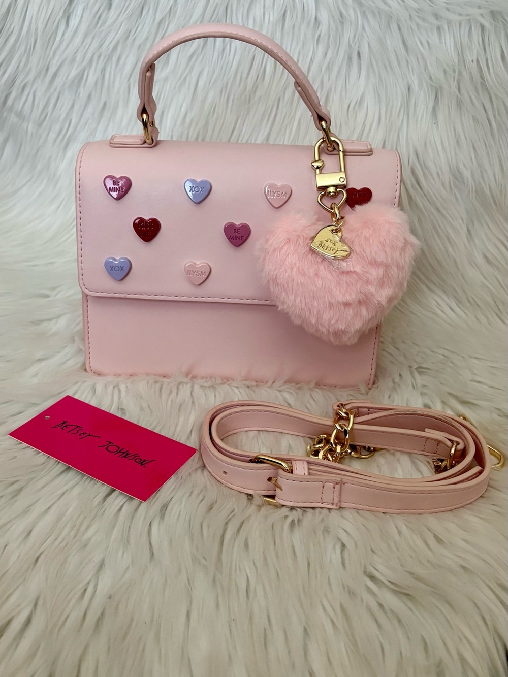 Betsey Johnson Conversation Love Hearts Mini Crossbody Bag